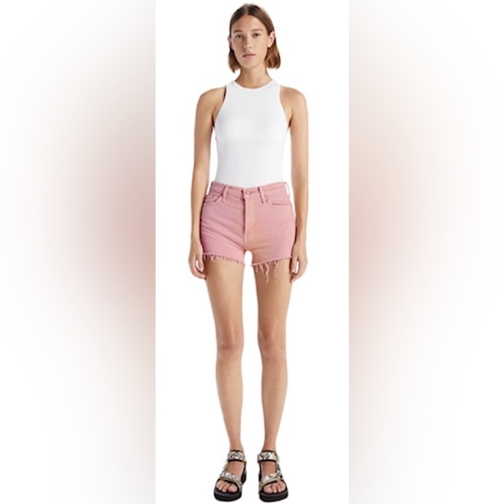 RARE MOTHER NWT The Tomcat Kick Fray Denim Shorts in Into The Midst—26